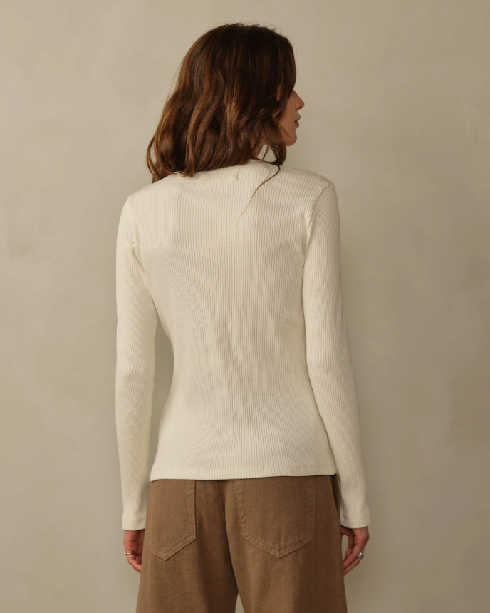 Ribbed Henley Ivory