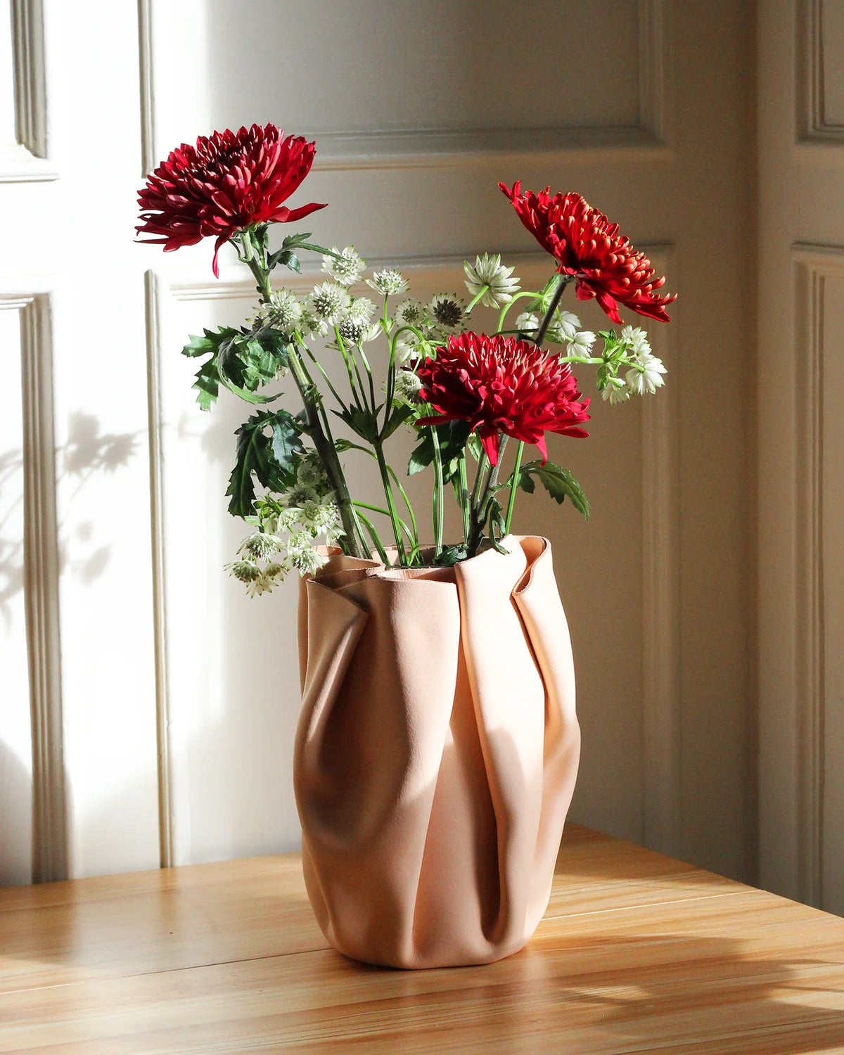 Lg Leather Vase